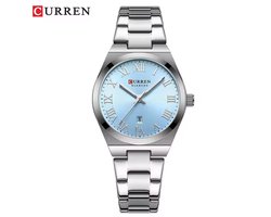 Curren Elegante Dameshorloge | Polshorloge | Dames | Horloge | 33MM | Vrouwen | RVS | Blauw