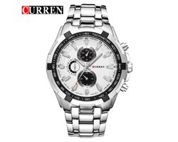 CURREN- Heren - Horloge - 47 mm - Zilver - Wit