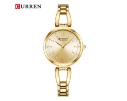 CURREN Horloge 9092 – Goudkleurig – Dames – Quartz – 30 mm – Roestvrijstalen Band – Waterbestendig – Luxe & Elegant