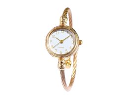 Dameshorloge - Als Gouden Armband - Goud Wit - RVS