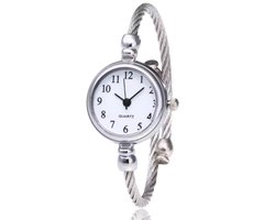 Dameshorloge - Als Zilveren Armband - Zilver en Wit - RVS