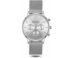 Elysian - Horloge Dames - Zilveren Mesh - Waterdicht - Krasvrij Saffier - 38mm - Cadeau Voor Vrouw