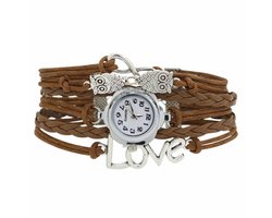 Fako - Armband Horloge - Multi Infinity Uiltjes Love - Bruin