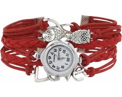 Fako - Armband Horloge - Multi Infinity Uiltjes Love - Rood