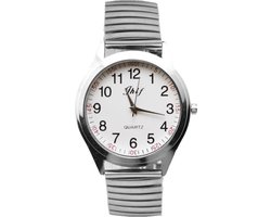 Fako® - Dameshorloge - Rekband - Rond - 27mm - Zilverkleurig - Wit