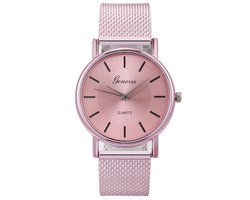 Fako - Horloge - Geneva - Mesh Look - 40mm - Rosé Goudkleurig