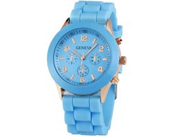 Fako® - Horloge - Geneva - Siliconen Candy - Lichtblauw