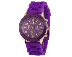Fako® - Horloge - Geneva - Siliconen Candy - Paars