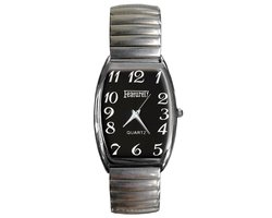 Fako® - Horloge - Rekband - Featurely - 31x44mm - Zilverkleurig - Zwart