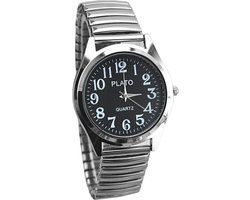 Fako - Horloge - Rekband - Plato - 37mm - Zilverkleurig - Zwart