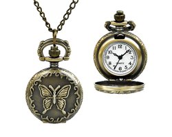 Fako - Kettinghorloge - Vlinder - 27mm - Bronskleurig