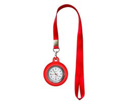 Fako® - Verpleegstershorloge Met Keycord - Zusterhorloge - Ketting - 90cm - Rood
