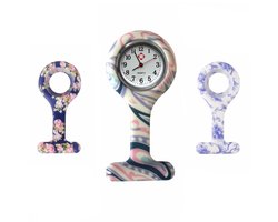 Fako® - Verpleegstershorloge - Siliconen RVS Set - 3 Hoesjes & RVS Klokje