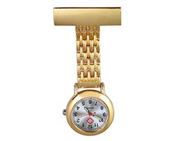 Fako® - Verpleegstershorloge - Zusterhorloge - Metaal - Goudkleurig