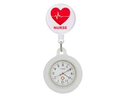Fako® - Verpleegstershorloge - Zusterhorloge - Verpleegster Horloge - Roller Acryl - Hart - Wit