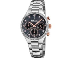 Festina F20401/4 Boyfriend Chronograaf - Polshorloge - Staal - Zilverkleurig - Ø 36mm