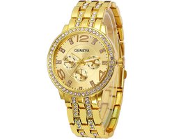 Geneva Gold Crystal Horloge | Goudkleurig | Staal | Ø 40 mm