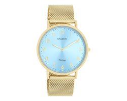 Goudkleurige OOZOO horloge met goudkleurige metalen mesh armband - C20343