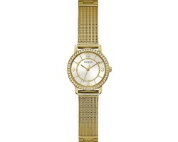 Guess Dames Horloge GW0534L2 Staal met Geelgouden Plating Quartz Zirkonia en met Meshband