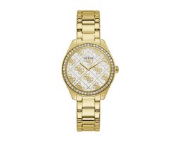 GW0001L2 horloge dames staal goldplated met idem bandmet zirconia