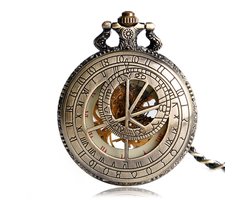 GWS Zakhorloge Deluxe Mechanisch Skeleton Brons – Met ketting - Mechanisch Astronomisch uurwerk Praag - zakhorloge met handmatige opwinding