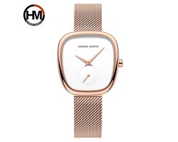 Hannah Martin Elegante Horloge | Rose | Witte Wijzerplaat | Dames Horloges | 34 MM