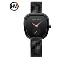 Hannah Martin Elegante Horloge | Zwarte | Zwarte Wijzerplaat | Dames Horloges | 34 MM