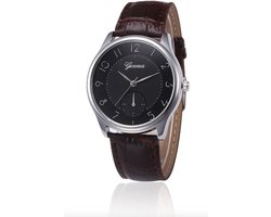 Hidzo Horloge Geneve H004 Ø 37 mm - Bruin - Kunstleer