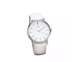 Hidzo Horloge Geneve Ø 37 mm - Wit - Kunstleer