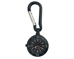 Horloge met Karabijnhaak Unisex Japans Uurwerk Zwart Stealth Black