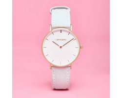 IAMKAMU - Ophelia - Horloge - Wit - Goud - Leer - RVS
