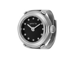 Invicta Mini 44481 Dames Horloge - Waterdicht - Analoog - Quartz Uurwerk - Roestvrij Staal met zwarte Wijzerplaat - 17mm