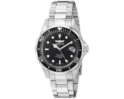 Invicta Pro Diver 8932 Horloge - Waterdicht - Analoog - Quartz Uurwerk - Roestvrij Staal met zwarte Wijzerplaat - 37mm