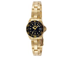 Invicta Pro Diver 8943 Dames Horloge - Waterdicht - Analoog - Quartz Uurwerk - Roestvrij Staal met zwarte Wijzerplaat - 24mm