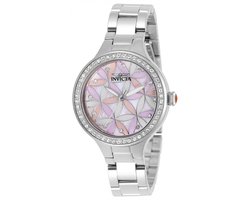 Invicta Wildflower 28823 Dames Horloge - Waterdicht - Analoog - Quartz Uurwerk - Roestvrij Staal met roze Wijzerplaat - 34mm