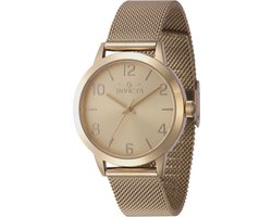 Invicta Wildflower 47275 Dames Horloge - Waterdicht - Analoog - Quartz Uurwerk - Roestvrij Staal met gouden Wijzerplaat - 34mm - met bijpassende armband