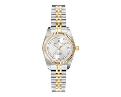 Jacques du Manoir Horloge NRO.08 Staal Bi-color Zilveren Wijzerplaat met Zirkonia 26mm