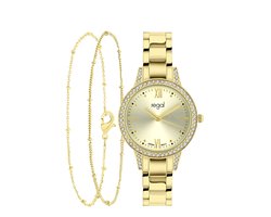 Lucardi Dames Regal cadeauset met gratis goudkleurige armband - Horloge - Staal - Goud - 32 mm
