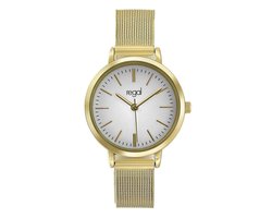 Lucardi Dames Regal mesh horloge met goudkleurige band - Horloge - Staal - Goud - 30 mm