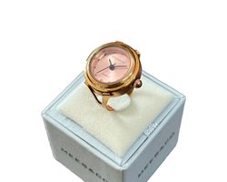 Mees&Co Ringhorloge Vinger Horloge Ring - Rose en Goud - One Size Fits All