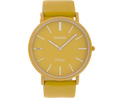 Mosterd gele OOZOO horloge met mosterd gele leren band - C9881