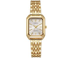 Mpariz - Set Dameshorloge met Armband - Horlogedoos - Vrouwen - Goud met Parelmoer Wijzerplaat