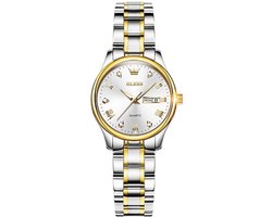 Olevs - Dameshorloge- Polshorloge - Horloge - Horlogedoos - Vrouwen - Zilver & Goud- Polsband Zilver