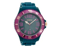 OOZOO Timepieces - Aqua blauwe horloge met aqua blauwe rubber band - C5836