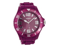 OOZOO Timepieces - Aubergine paarse horloge met aubergine paarse rubber band - C5026