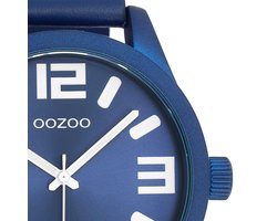 OOZOO Timepieces - Bos groene horloge met donker blauwe leren band - C1092