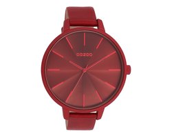 OOZOO Timepieces - Dahlia rood OOZOO horloge met dahlia rood leren band - C11253