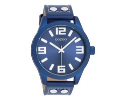 OOZOO Timepieces - Donker blauw horloge met donker blauwe leren band - C1092