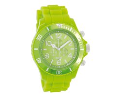 OOZOO Timepieces - Fluo groene horloge met fluo groene rubber band - C4835