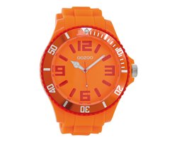 OOZOO Timepieces - Fluo oranje horloge met fluo oranje rubber band - C5828